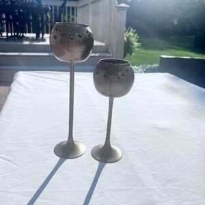 Vintage‎ Pair Solid Brads Candle Holders Made in India
